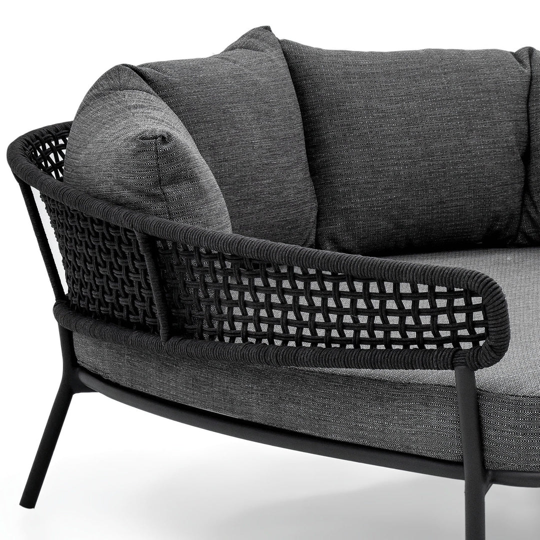 Jekub Outdoor Poolside Sunbed With Cushion Daybed (Dark Grey) Braided & Rope