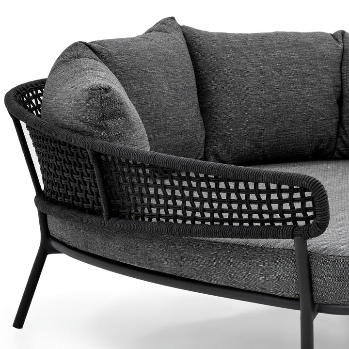 Jekub Outdoor Poolside Sunbed With Cushion Daybed (Dark Grey) Braided & Rope