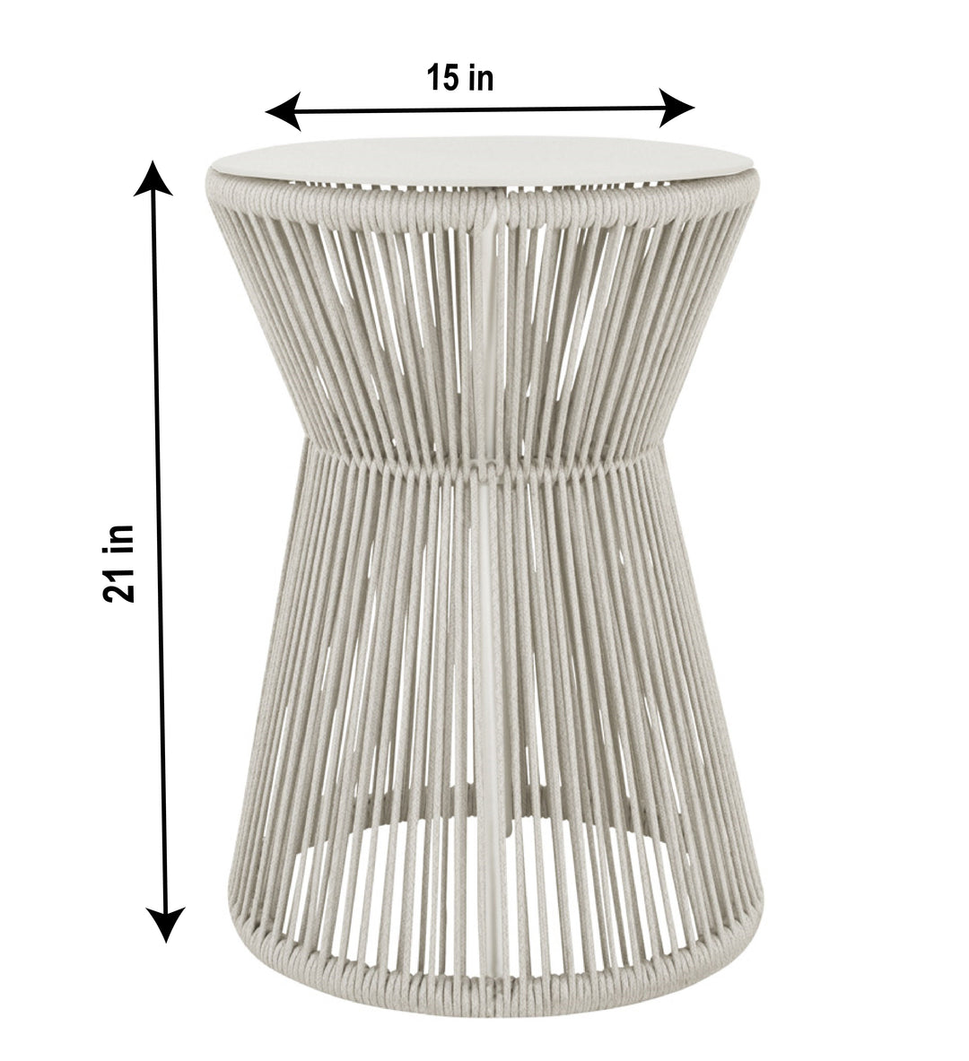 Aid Outdoor Patio Seating Set Single Chair and 1 Side Table Set (Grey) Braided & Rope