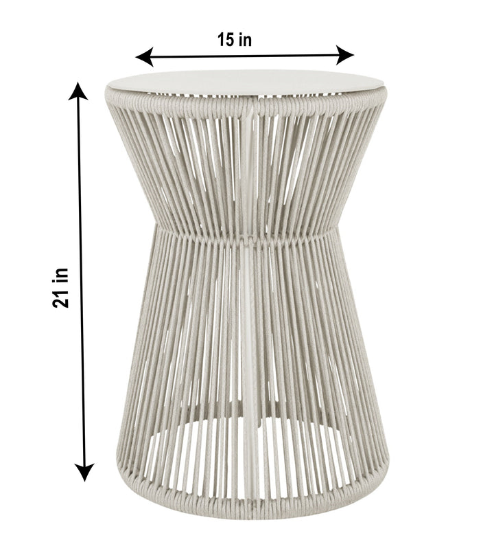 Aid Outdoor Patio Seating Set Single Chair and 1 Side Table Set (Grey) Braided & Rope