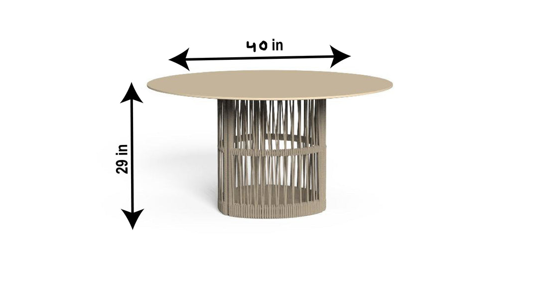 Akin Outdoor Patio Seating Set 4 Chairs and 1 Table Set (Cream) Braided & Rope