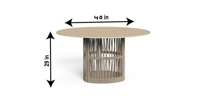 Akin Outdoor Patio Seating Set 4 Chairs and 1 Table Set (Cream) Braided & Rope