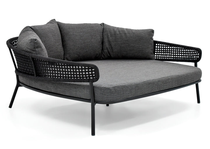Jekub Outdoor Poolside Sunbed With Cushion Daybed (Dark Grey) Braided & Rope