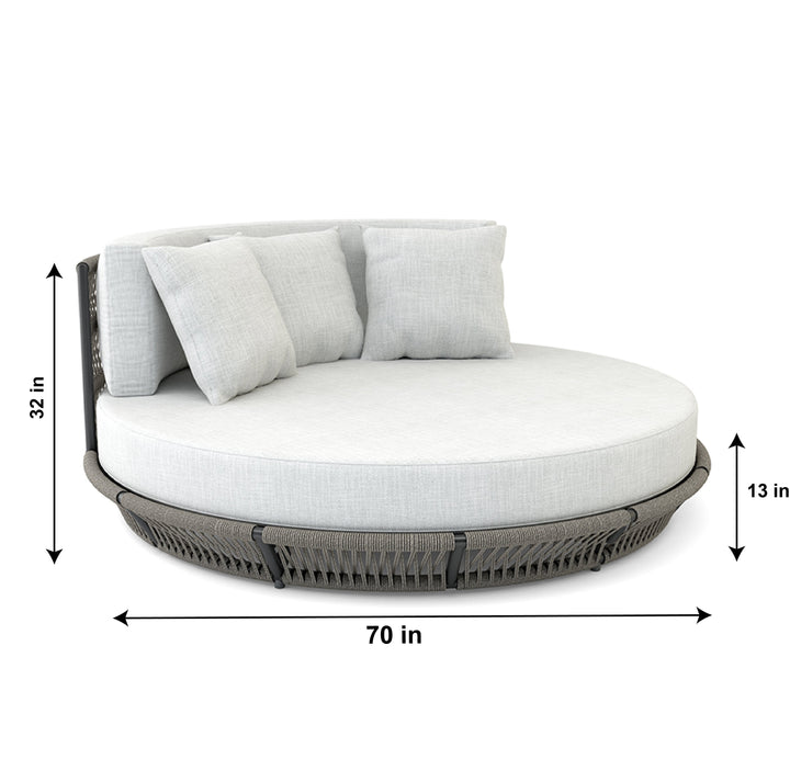Nemi Outdoor Poolside Sunbed With Cushion Daybed (Grey) Braided & Rope