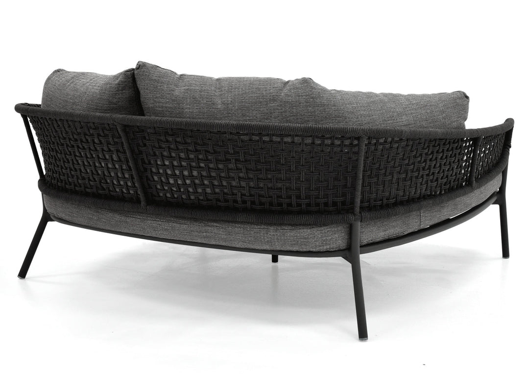 Jekub Outdoor Poolside Sunbed With Cushion Daybed (Dark Grey) Braided & Rope