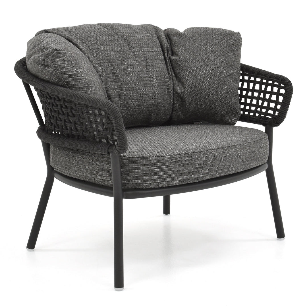 Puff Outdoor Sofa Set 2 Seater , 2 Single seater and 1 Center Table Set (Black) Braided & Rope