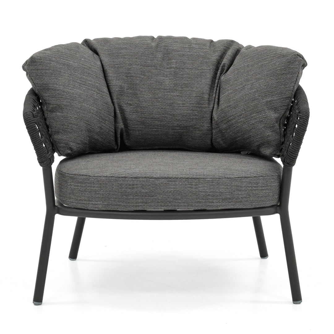 Puff Outdoor Sofa Set 2 Seater , 2 Single seater and 1 Center Table Set (Black) Braided & Rope