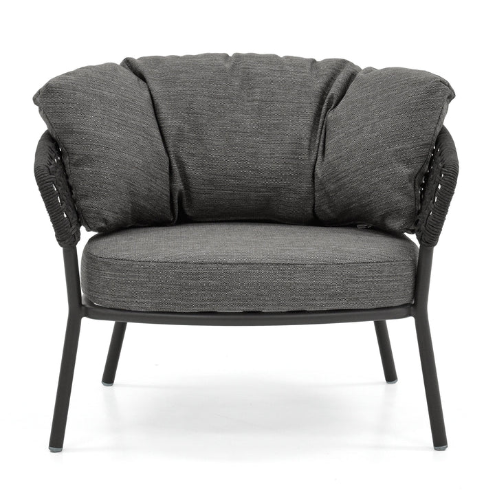 Puff Outdoor Sofa Set 2 Seater , 2 Single seater and 1 Center Table Set (Black) Braided & Rope