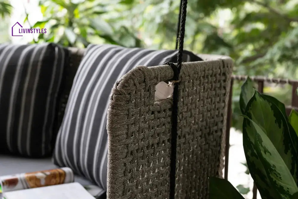 Apolinar Double Seater Hanging Swing Without Stand For Balcony Garden Swing (Beige) Braided & Rope - Swings