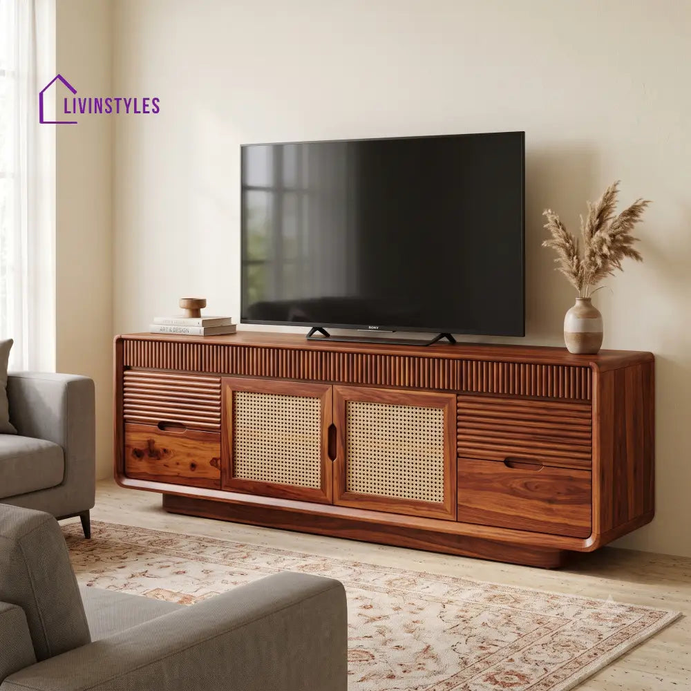 Apolline Solid Sheesham Wood Tv Unit for Living Room | Tv Cabinet | Tv Console Unit