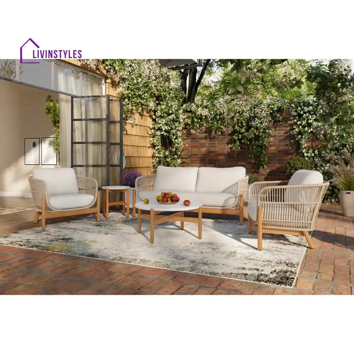Apolo Outdoor Sofa Set 2 Seater 2 Single seater 1 Side table and 1 Center Table (Beige) - Sofa Sets