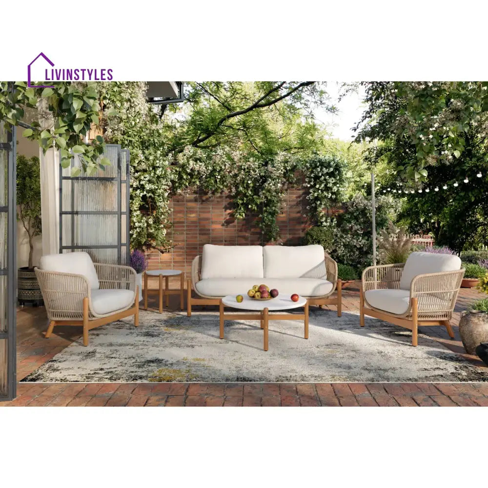 Apolo Outdoor Sofa Set 2 Seater 2 Single seater 1 Side table and 1 Center Table (Beige) - Sofa Sets