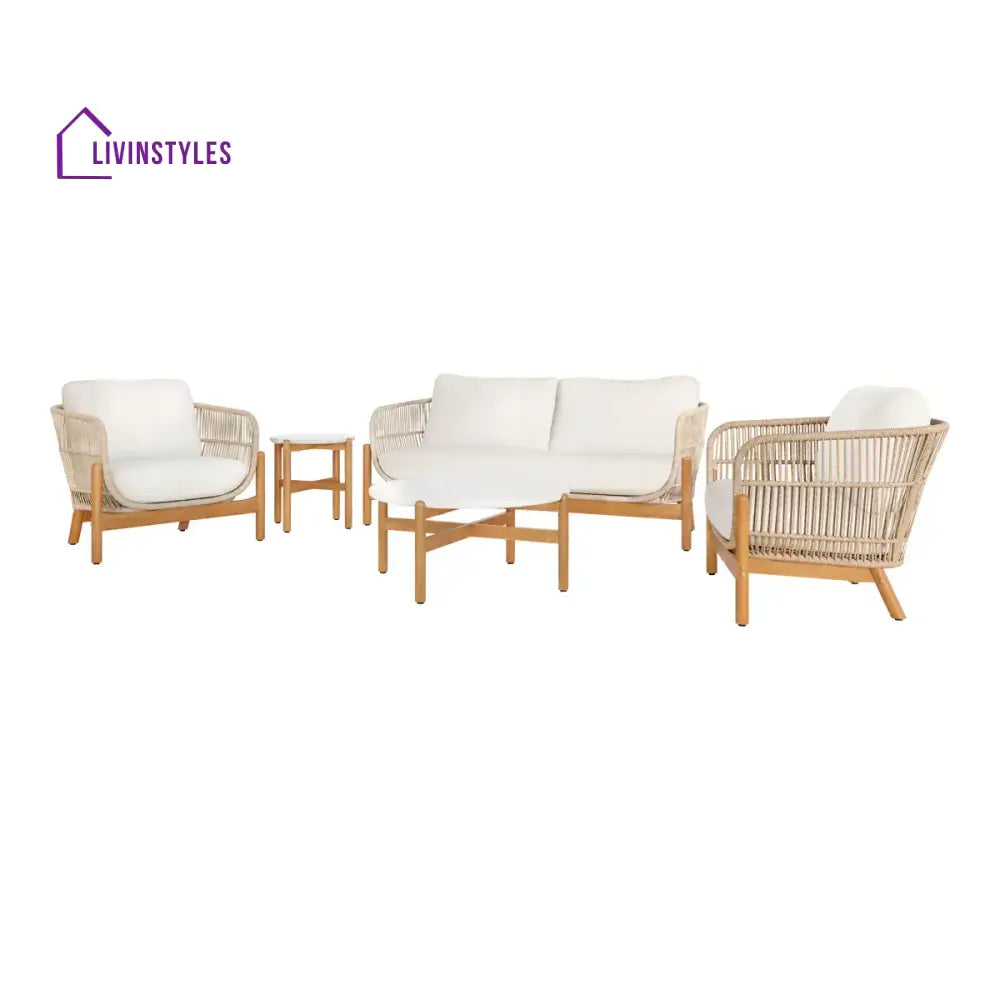 Apolo Outdoor Sofa Set 2 Seater 2 Single seater 1 Side table and 1 Center Table (Beige) - Sofa Sets