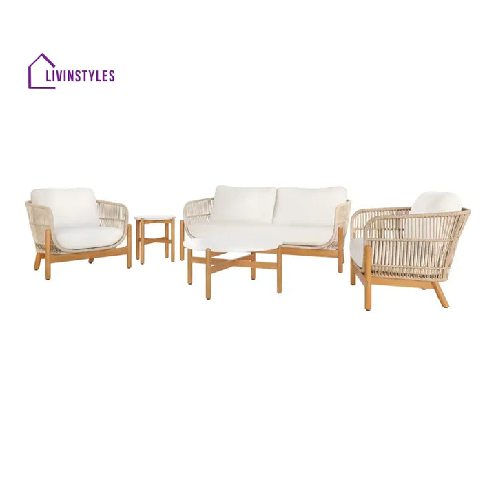 Apolo Outdoor Sofa Set 2 Seater 2 Single seater 1 Side table and 1 Center Table (Beige) - Sofa Sets