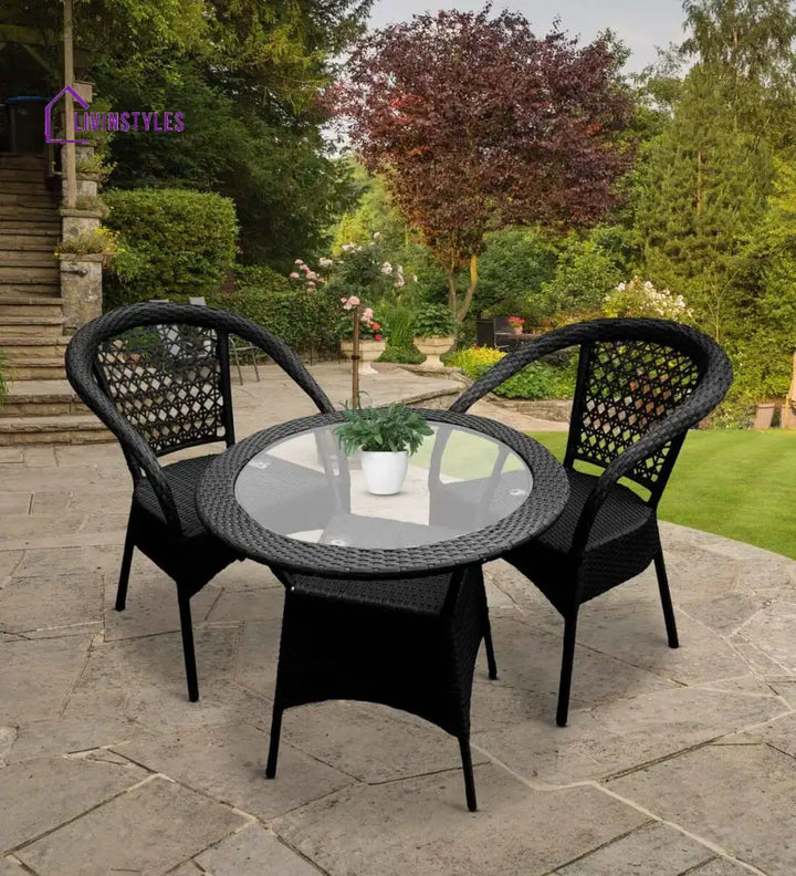 Appu Outdoor Patio Seating Set 2 Chairs and 1 Table Set - Black - Coffee Table Sets