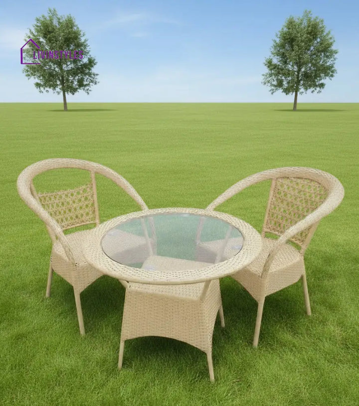 Appu Outdoor Patio Seating Set 2 Chairs and 1 Table Set - Light Brown - Coffee Table Sets