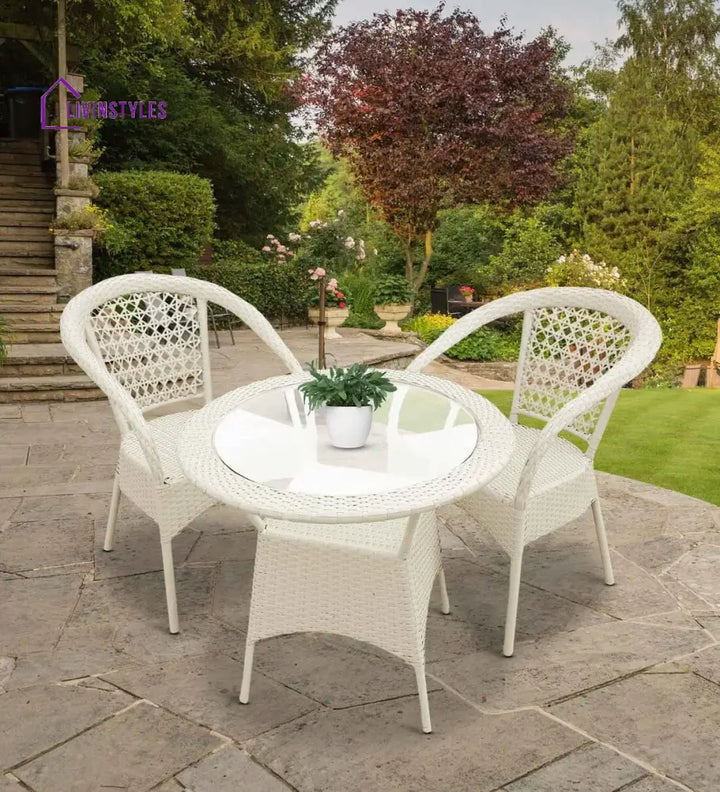 Appu Outdoor Patio Seating Set 2 Chairs and 1 Table Set - White - Coffee Table Sets