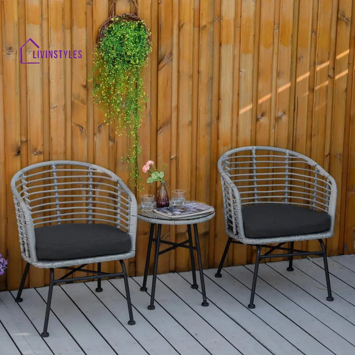 Apto Outdoor Patio Seating Set 2 Chairs and 1 Table Set (Grey) - Coffee Table Sets