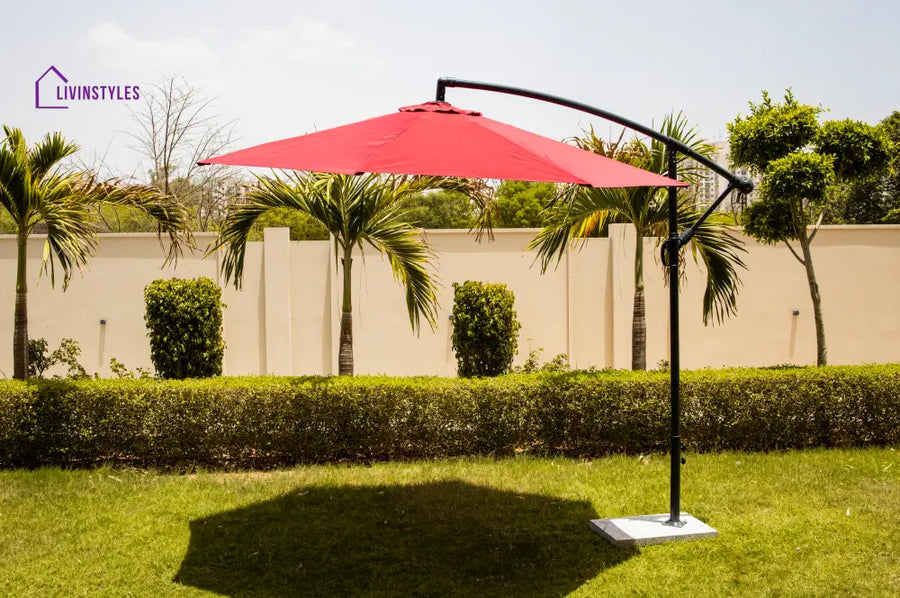 Aqua Luxury Side Pole Garden Umbrella With Stand (Round Mahroon) Umbrella