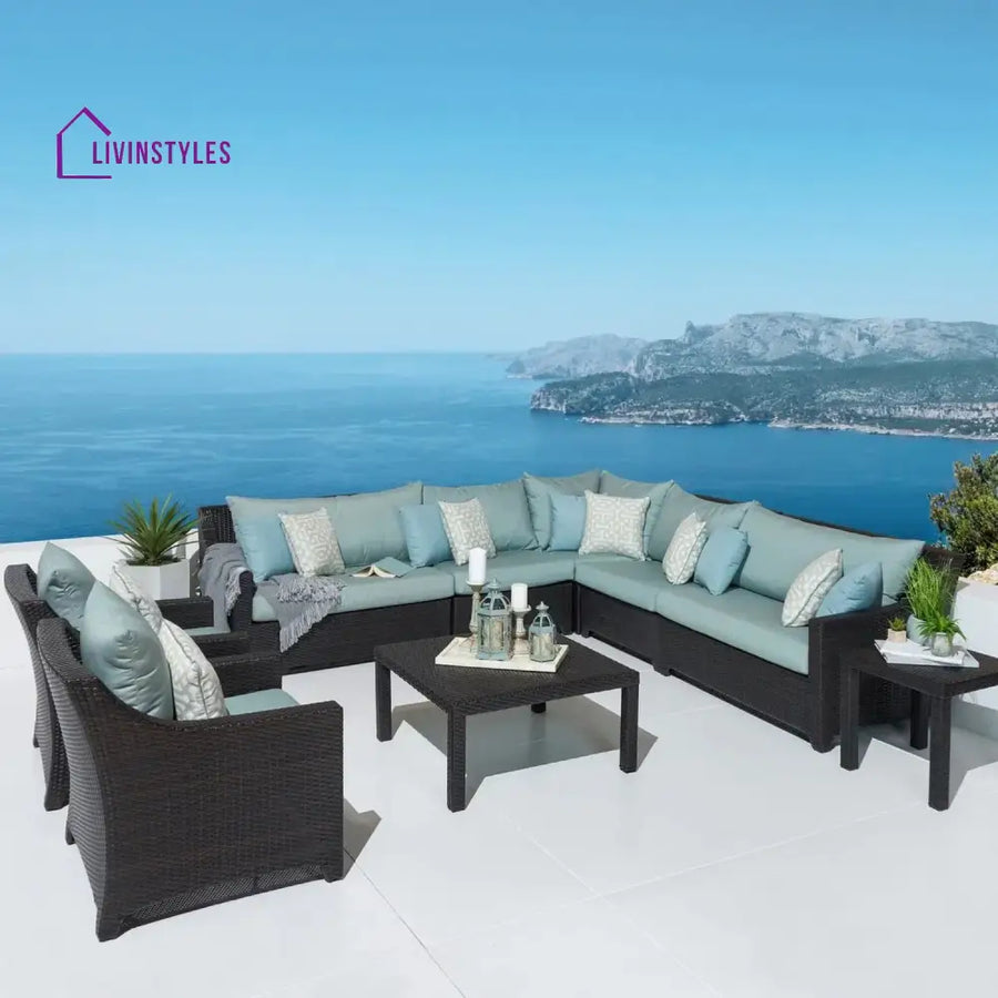 Araceli All Weather Outdoor Wicker Garden L-Shape Sectional Conversation Set - Sofa Set