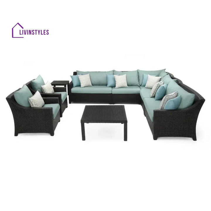 Araceli All Weather Outdoor Wicker Garden L-Shape Sectional Conversation Set - Sofa Set