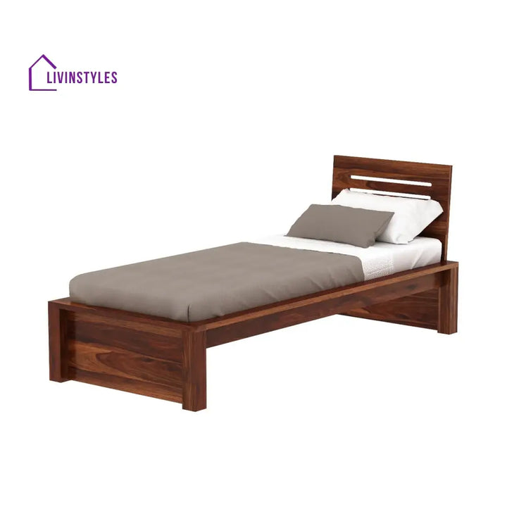 Araceli Solid Sheesham Wood Single Bed Without Storage (Natural Finish) Bed