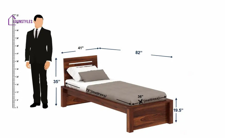 Araceli Solid Sheesham Wood Single Bed Without Storage (Natural Finish) Bed