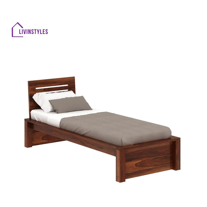 Araceli Solid Sheesham Wood Single Bed Without Storage (Natural Finish) Bed