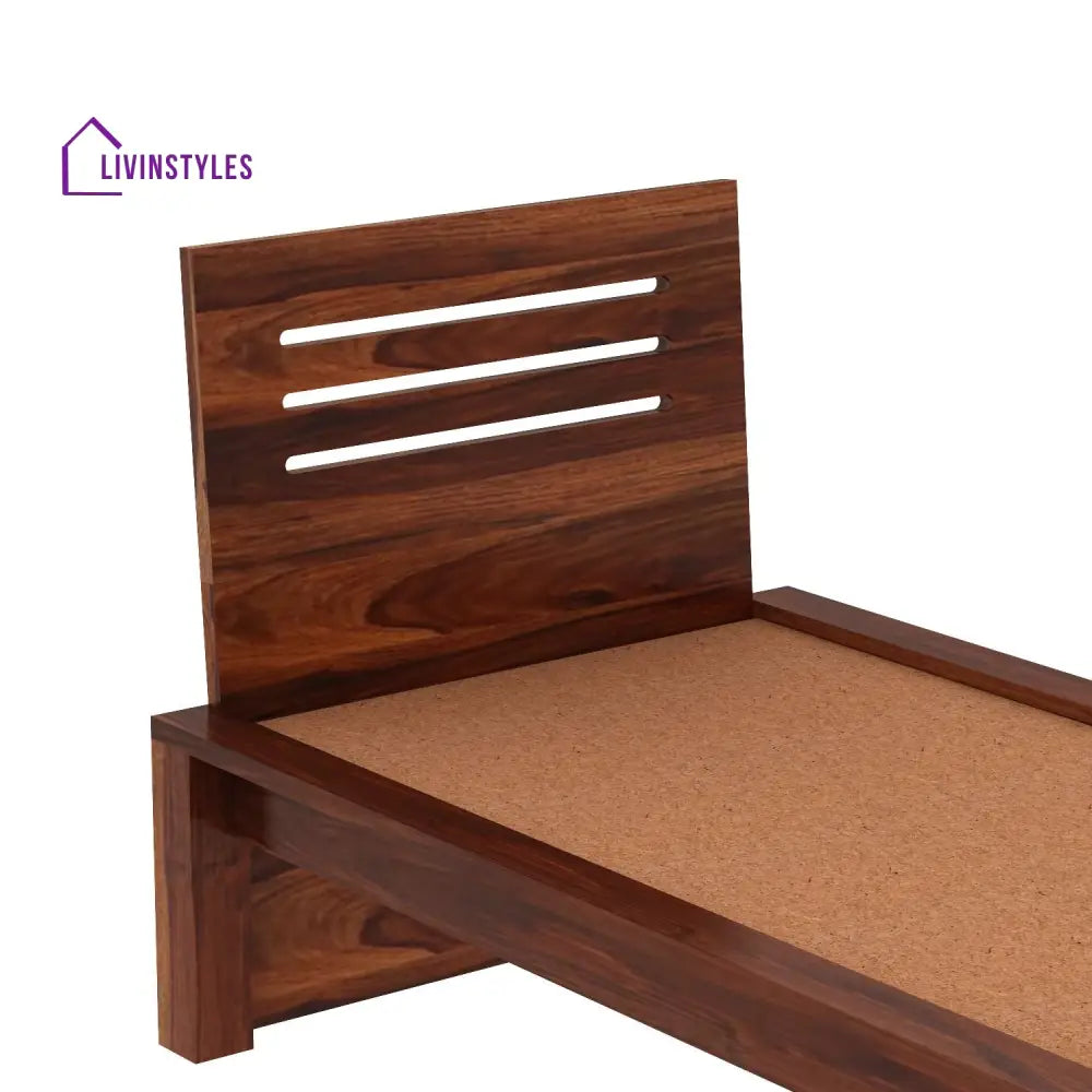 Araceli Solid Sheesham Wood Single Bed Without Storage (Natural Finish) Bed