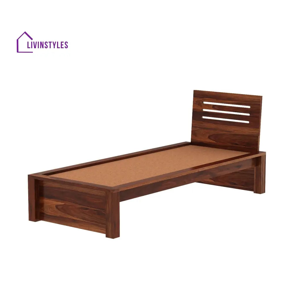 Araceli Solid Sheesham Wood Single Bed Without Storage (Natural Finish) Bed