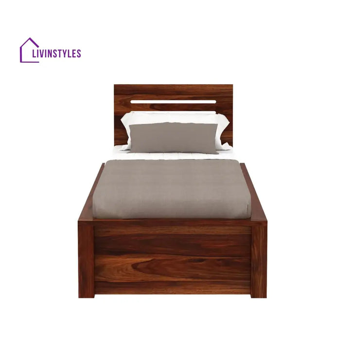 Araceli Solid Sheesham Wood Single Bed Without Storage (Natural Finish) Bed