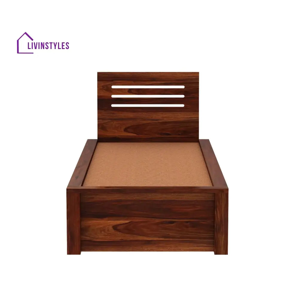 Araceli Solid Sheesham Wood Single Bed Without Storage (Natural Finish) Bed