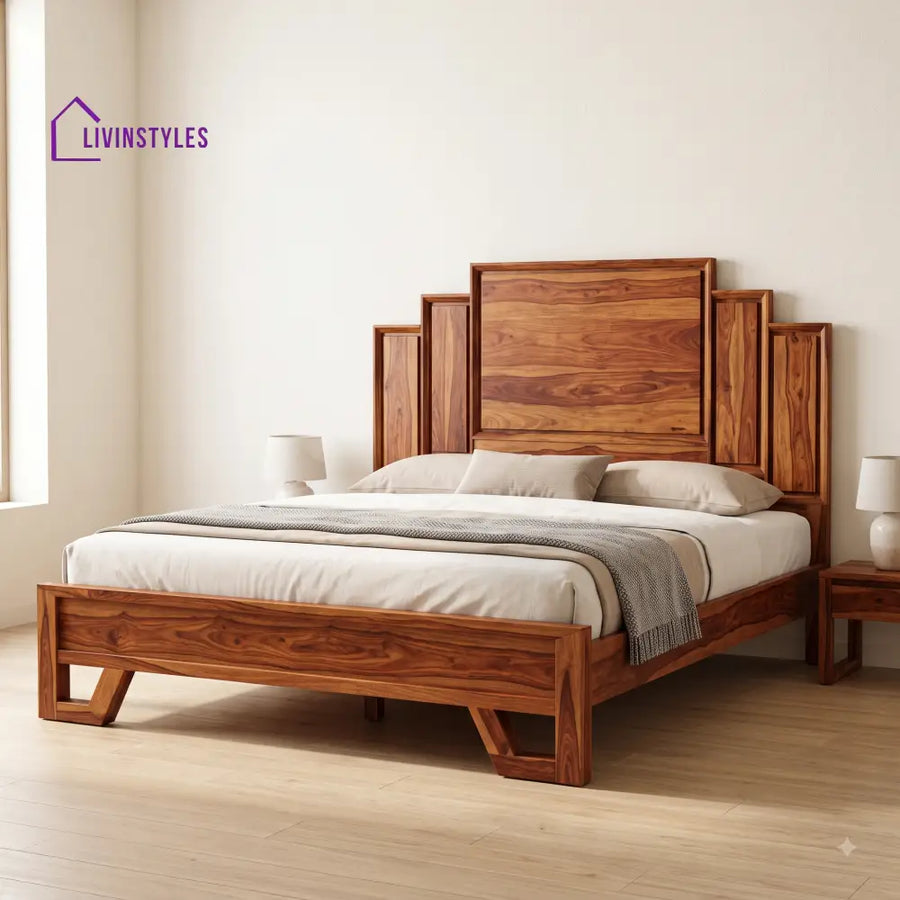 Aradhana Sheesham Wood King Size Bed | Wooden Bed without Storage