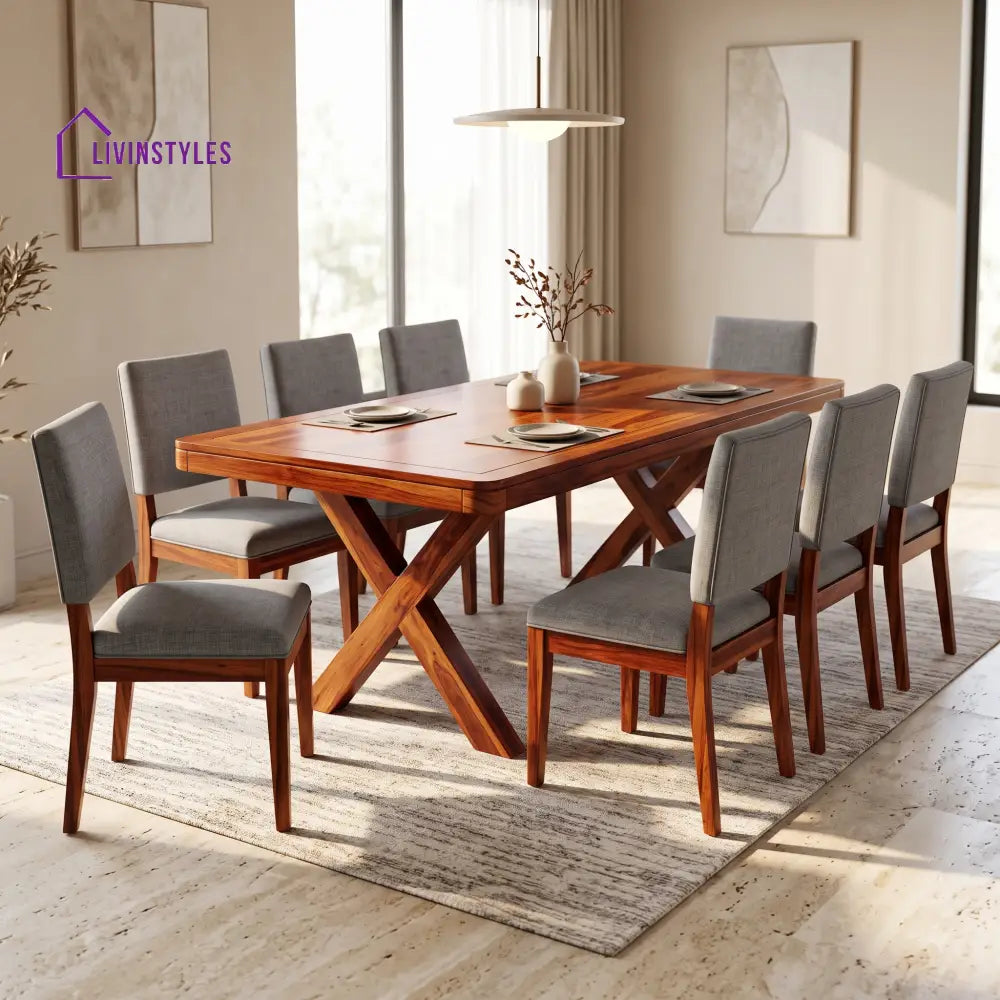 Aradhya Premium Solid Wood 8 Seater Dining Table Set