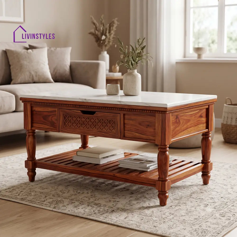 Archana Premium Solid Wood Coffee Table for Living Room Online