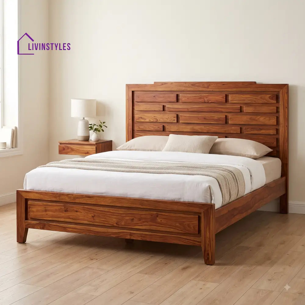 Archana Sheesham Wood King Size Bed | Wooden Bed without Storage
