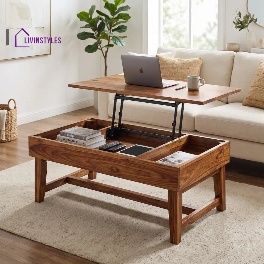 Archana Sheesham Wood Lift Top Coffee Table for Living Room