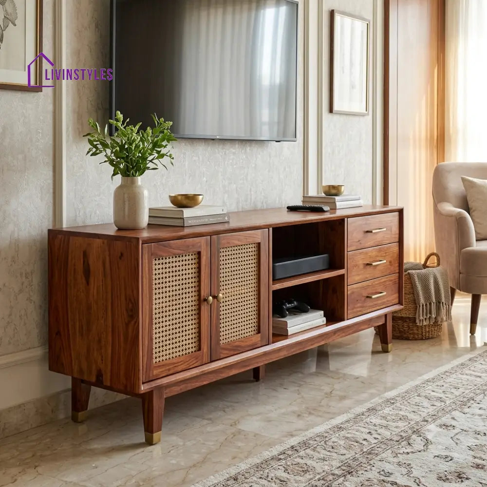 Archana Sheesham Wood TV Cabinet With Storage For Living Room