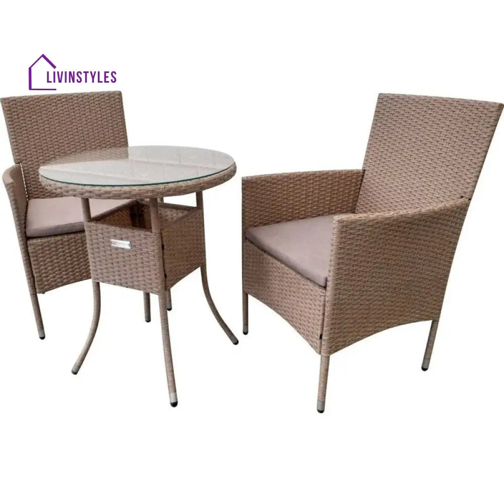 Archie Outdoor Patio Seating Set 2 Chairs and 1 Table Set (Cream) - Coffee Table Sets