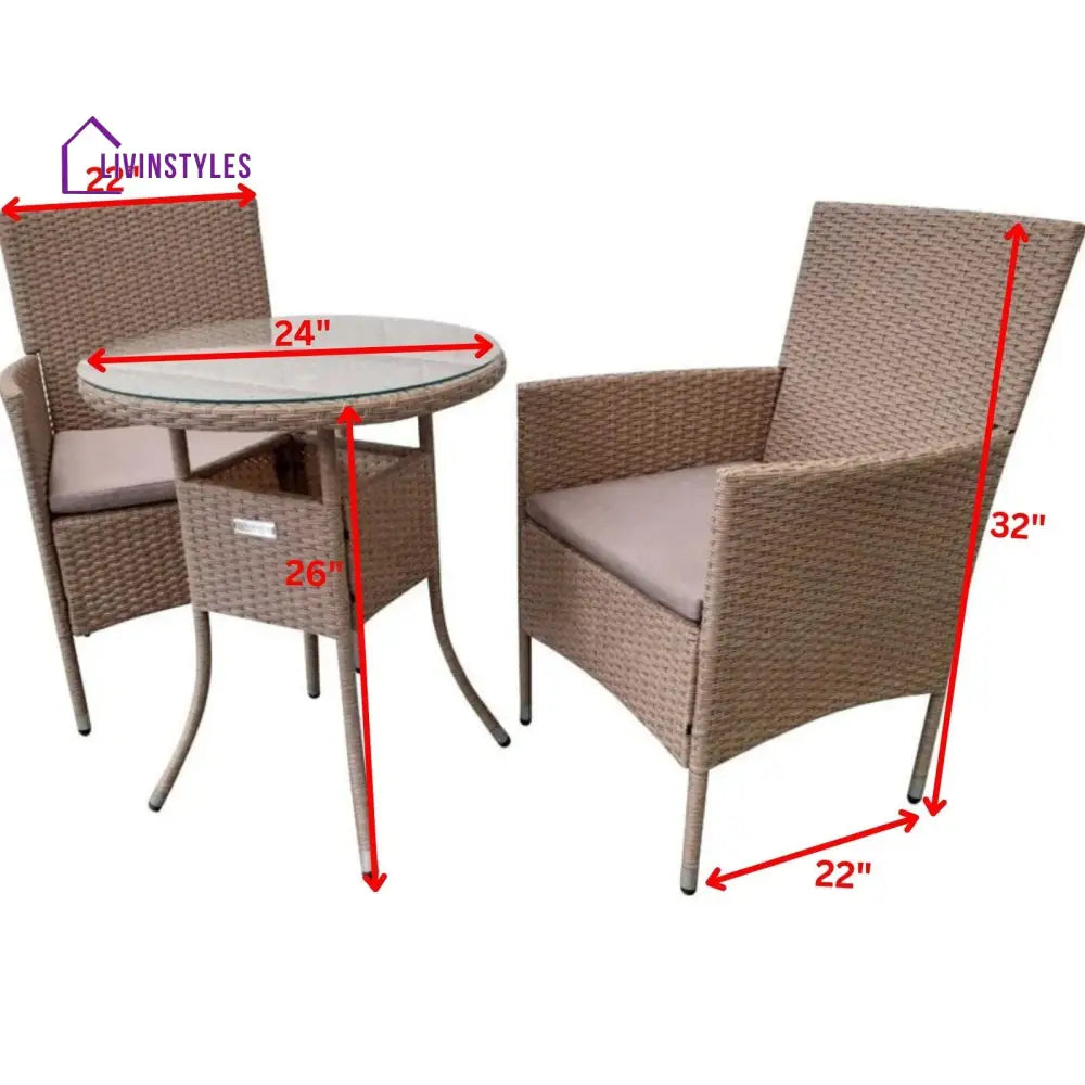 Archie Outdoor Patio Seating Set 2 Chairs and 1 Table Set (Cream) - Coffee Table Sets