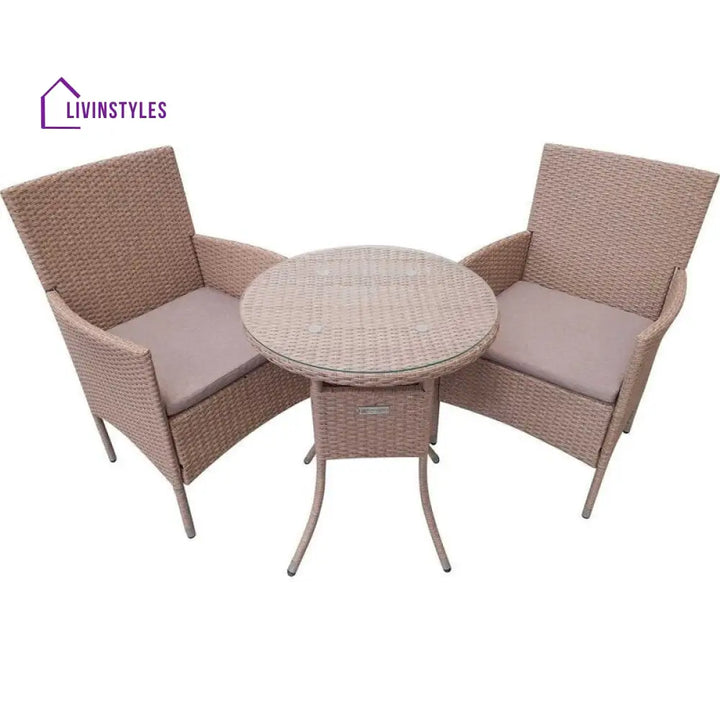 Archie Outdoor Patio Seating Set 2 Chairs and 1 Table Set (Cream) - Coffee Table Sets