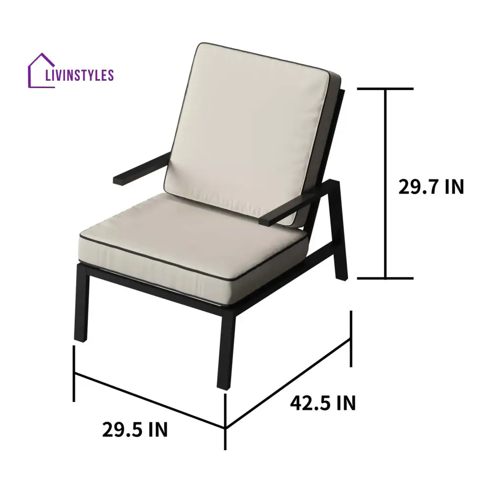 Archie Outdoor Patio Seating Set 2 Chairs 2 Ottoman and Table Set (Cream) - Coffee Table Sets