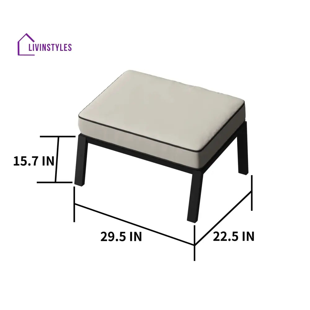 Archie Outdoor Patio Seating Set 2 Chairs 2 Ottoman and Table Set (Cream) - Coffee Table Sets