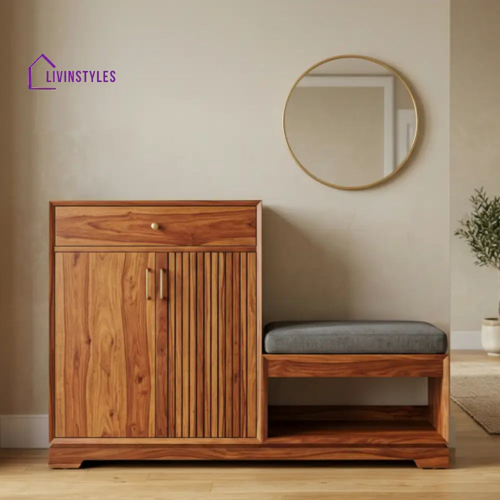 Archie Solid Wood Sheesham Shoe Rack (Honey Finish)
