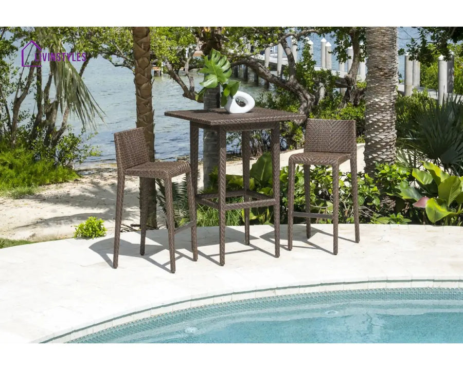Arcuri Outdoor Patio Bar Sets 2 Chairs and 1 Table (Brown) - Bar Sets