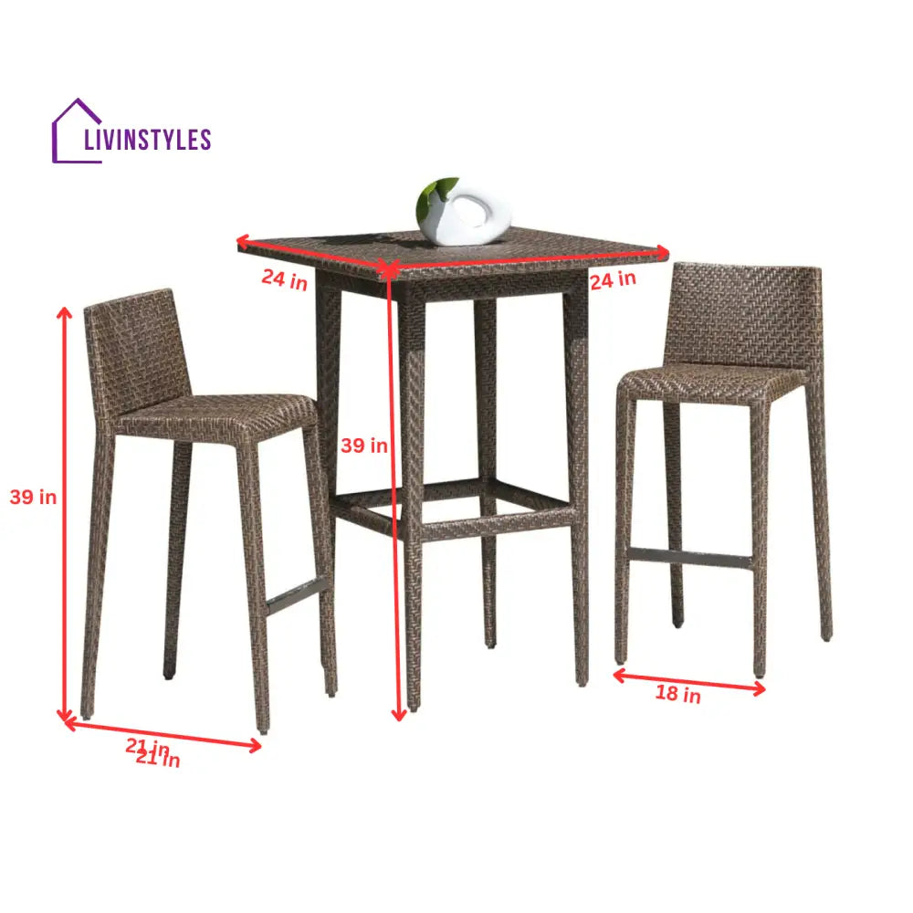 Arcuri Outdoor Patio Bar Sets 2 Chairs and 1 Table (Brown) - Bar Sets