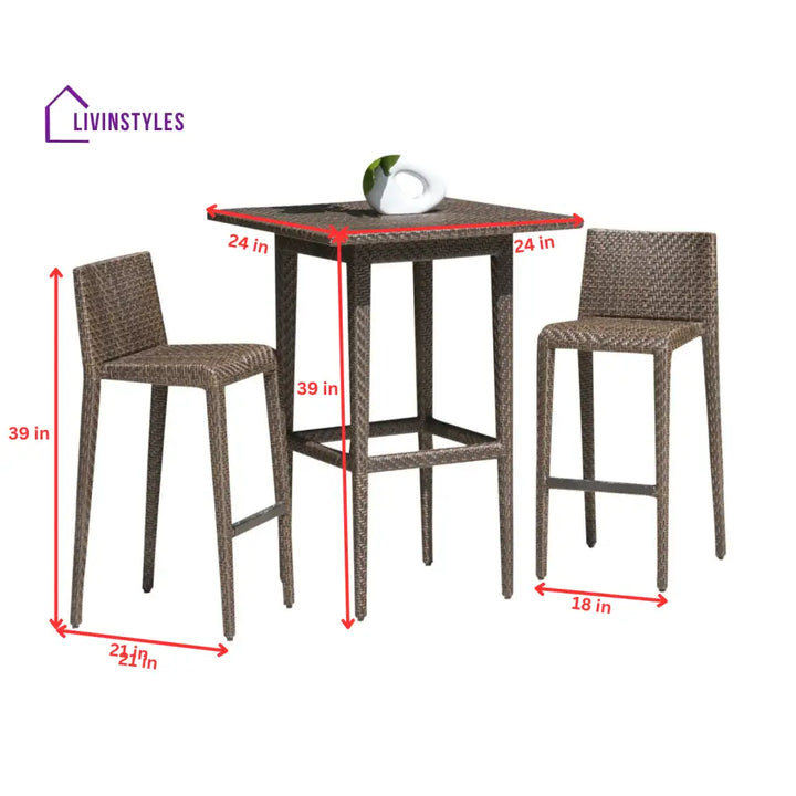 Arcuri Outdoor Patio Bar Sets 2 Chairs and 1 Table (Brown) - Bar Sets