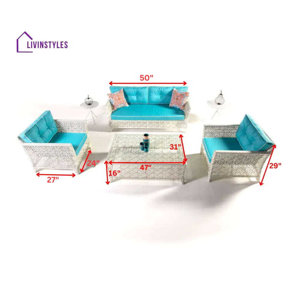 Arcuri Outdoor Sofa Set 2 Seater 2 Single seater and 1 Center Table (Pearl White) - Sofa Sets