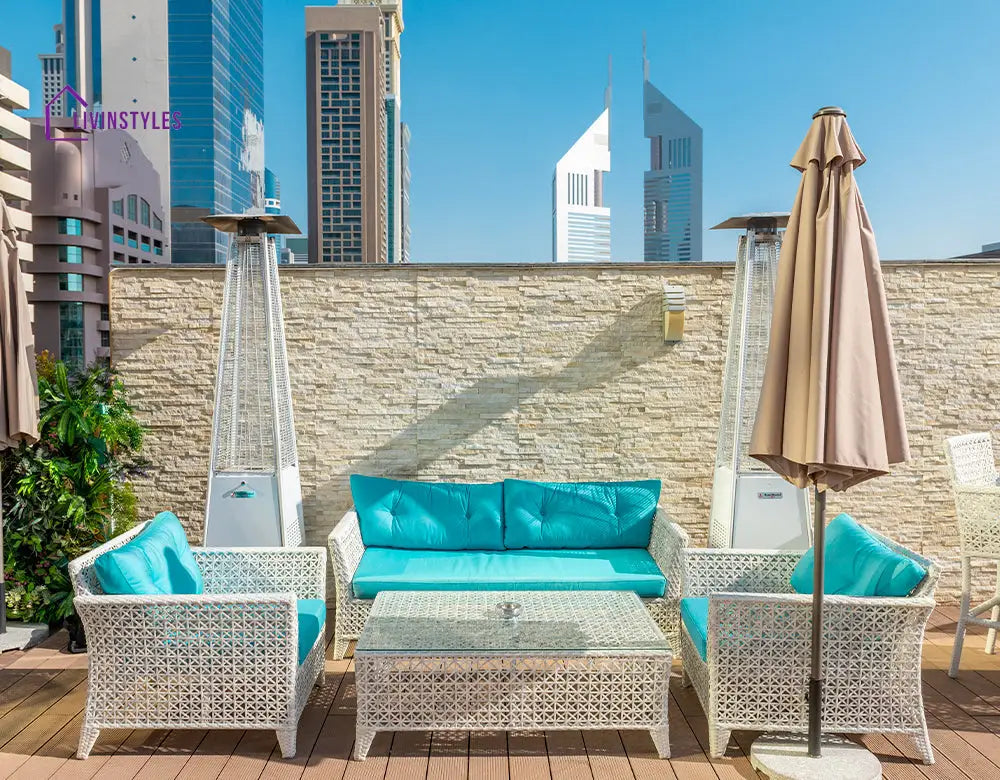 Arcuri Outdoor Sofa Set 2 Seater 2 Single seater and 1 Center Table (Pearl White) - Sofa Sets