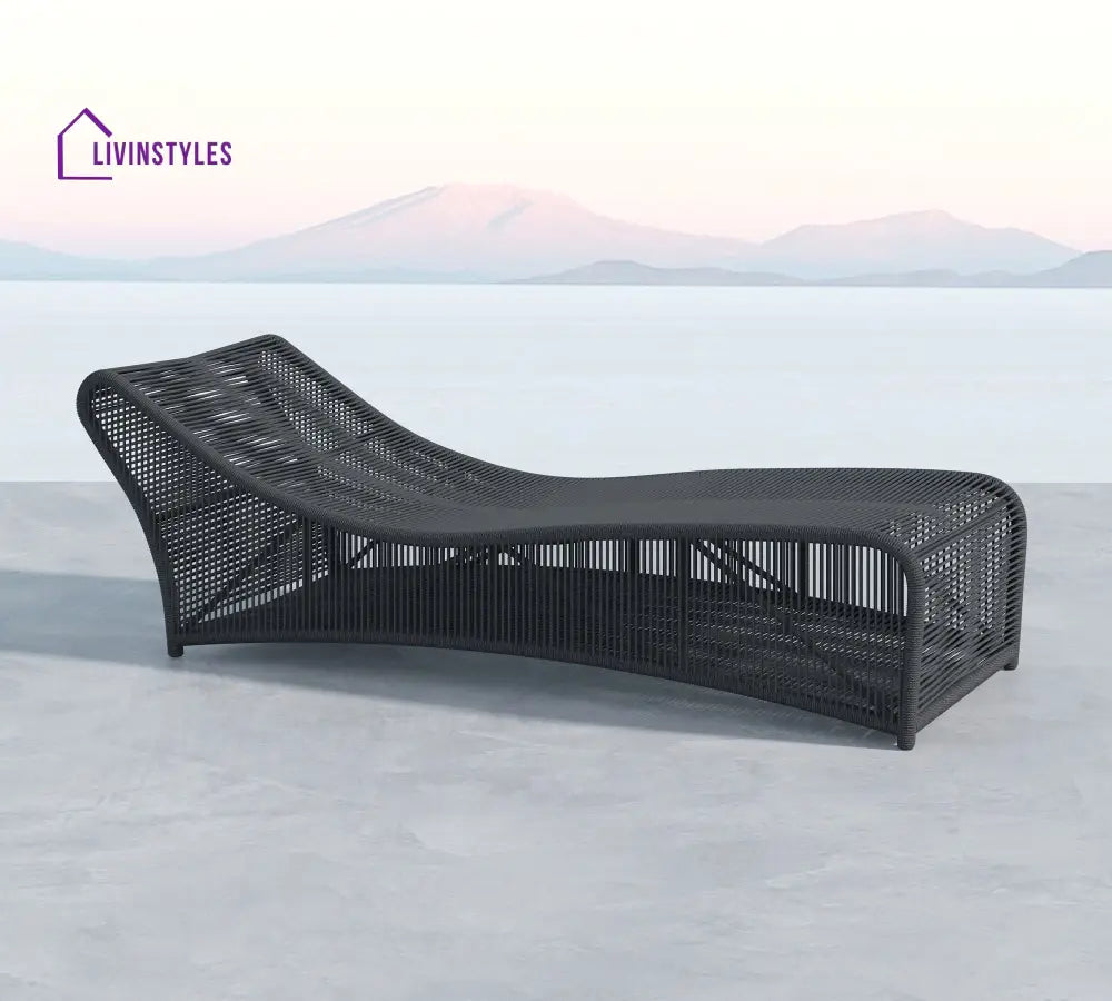 Arcuri Outdoor Swimming Poolside Lounger Braided & Rope - Charcoal - Loungers
